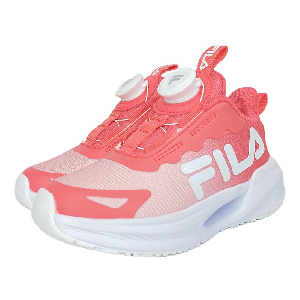 Fila 兒童旋鈕運動鞋 童鞋 機能鞋 16-24號 白色 中童 球鞋 康特杯 男童女童-圖片-3