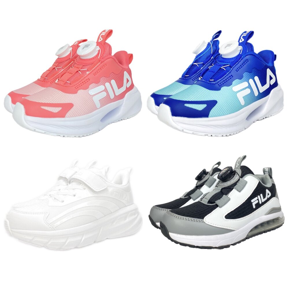 Fila兒童旋鈕運動鞋童鞋機能鞋16-24號白色中童球鞋康特杯男童女童