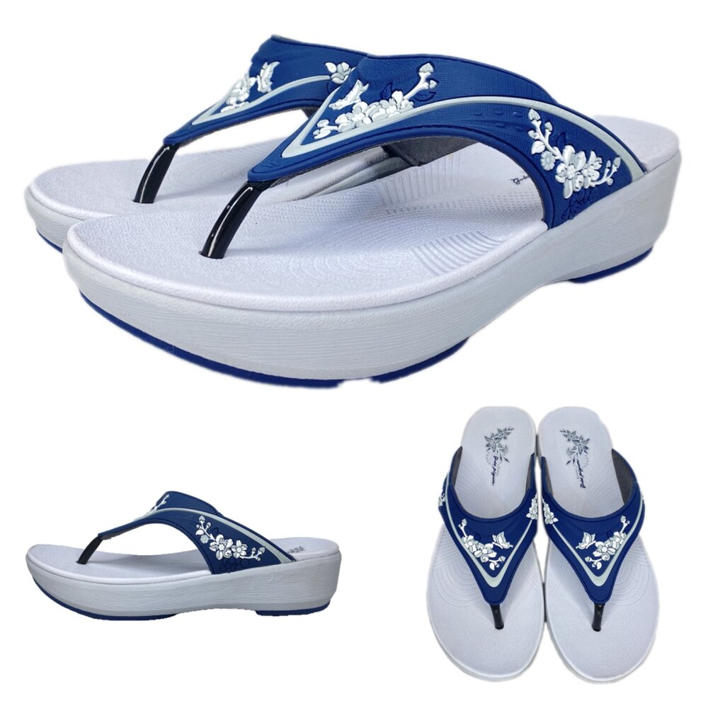 GP 女用拖鞋 厚底 人字拖 夾角拖 雕花 平底 玩水 休閒 G3769w G3758W-圖片-5