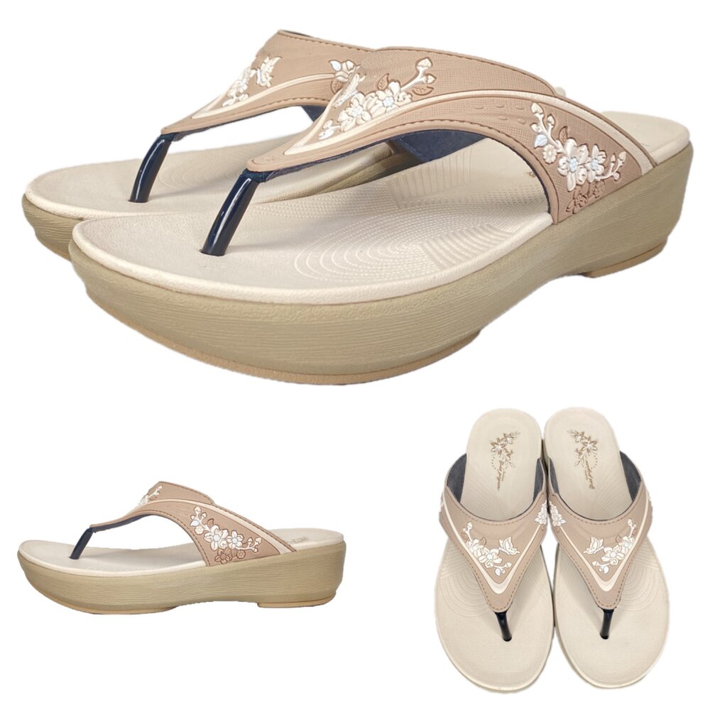 GP 女用拖鞋 厚底 人字拖 夾角拖 雕花 平底 玩水 休閒 G3769w G3758W-圖片-6