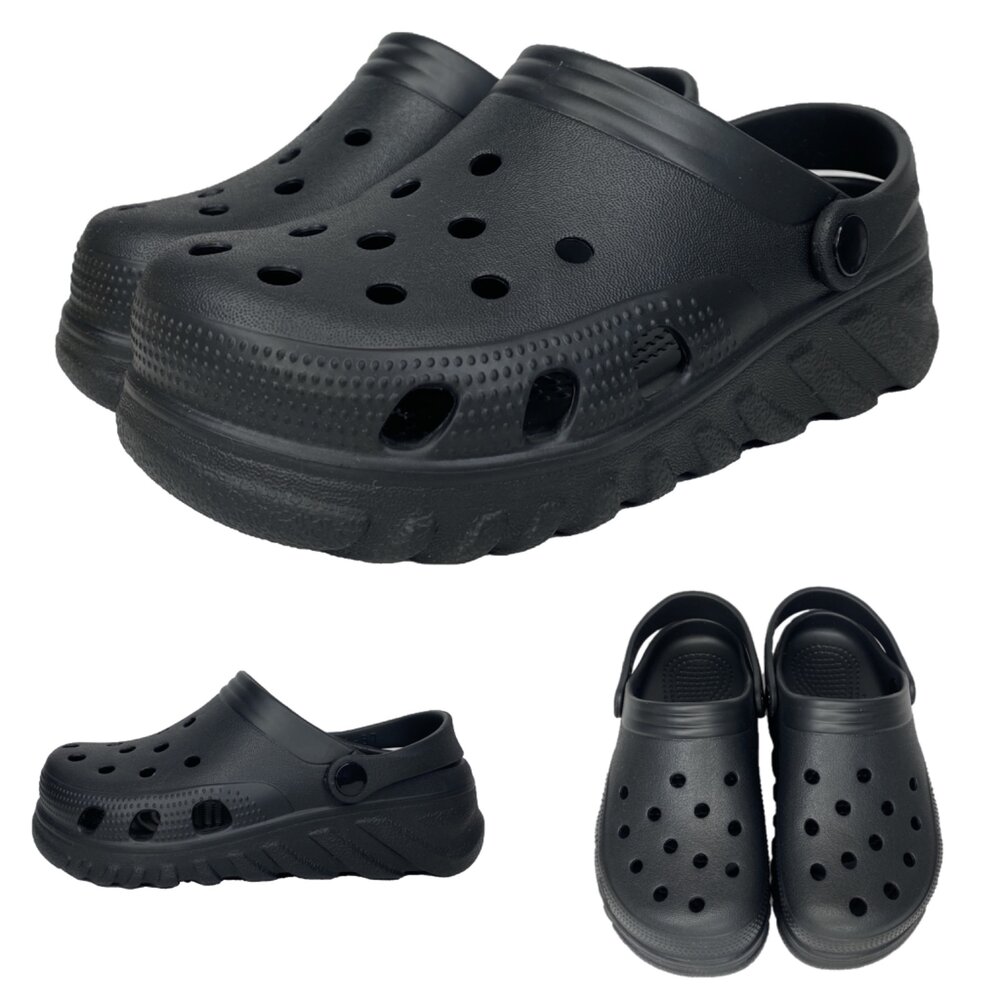 台灣製 男女用洞洞鞋 玩水 防水 前包拖鞋 雨鞋 36-43號 柏睿-圖片-1