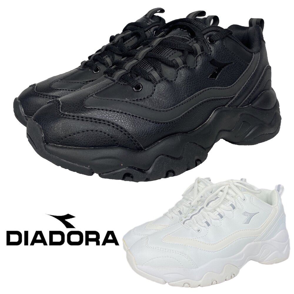 250508174548-Diadora 女生全黑運動鞋 全白 皮面 球鞋 黑色 厚底老爹鞋 休閒鞋