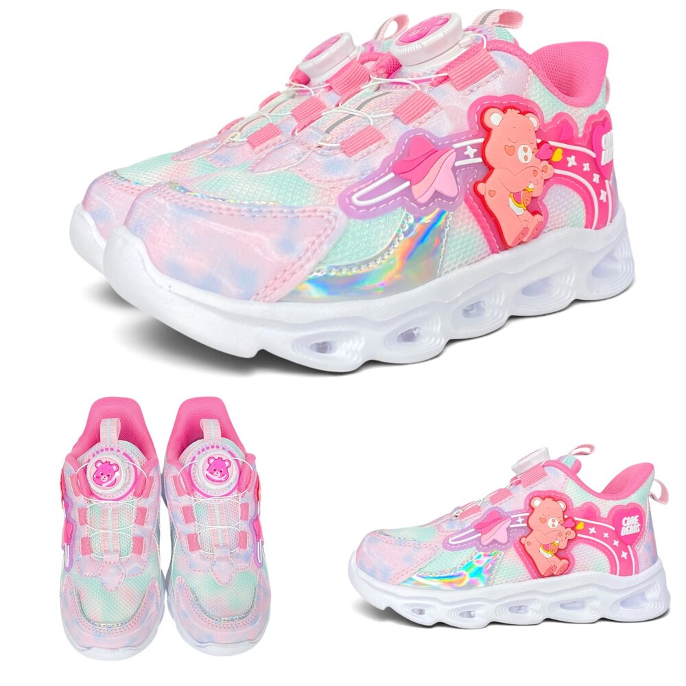 彩虹熊 女童運動鞋 電燈鞋 旋鈕鞋 carebears 兒童童鞋 球鞋 休閒鞋-圖片-1