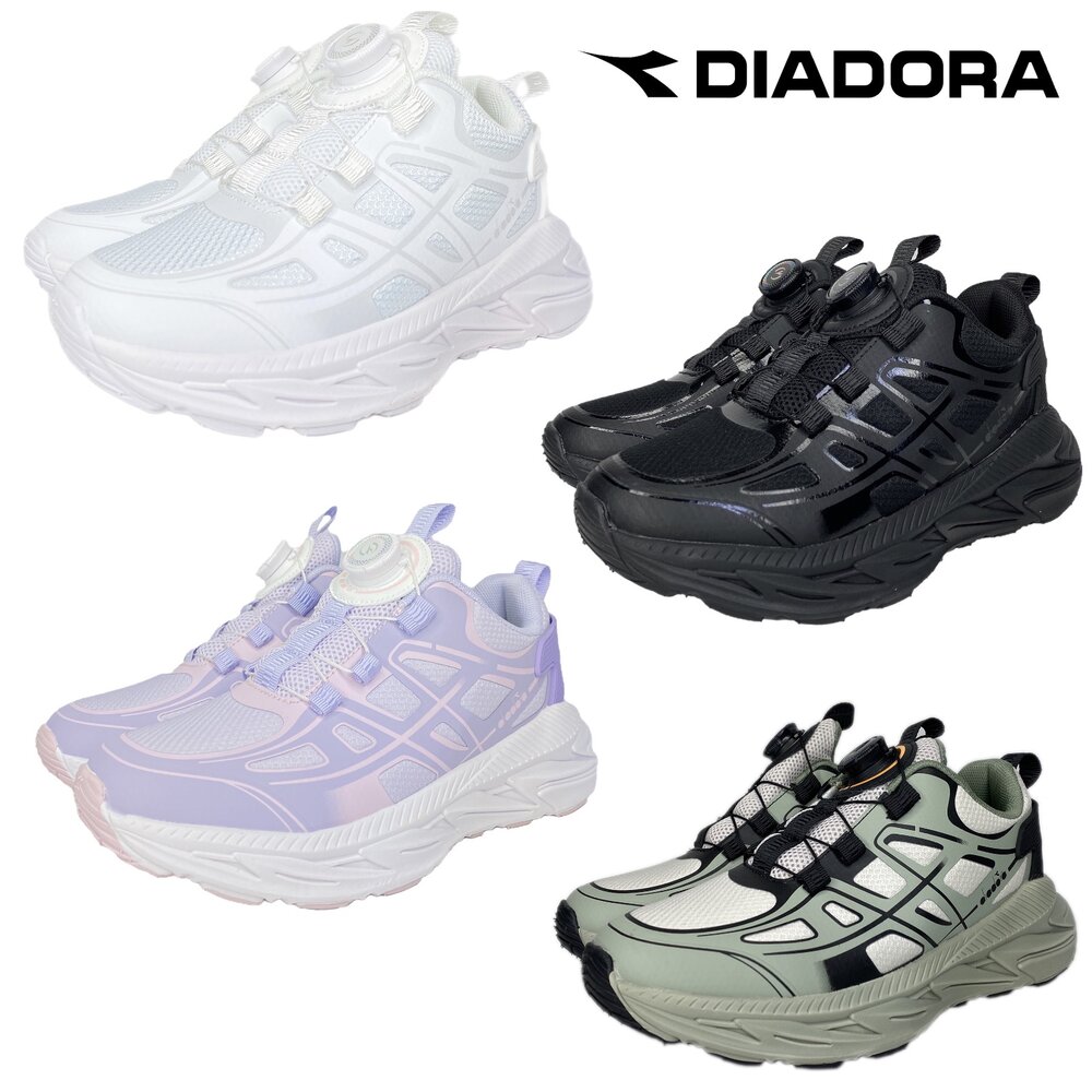 251103120509-Diadora 兒童旋鈕鞋 運動鞋 全白全黑學生鞋 男童女童 童鞋 機能鞋 黑色 白色 足弓 大童