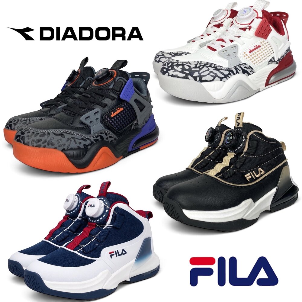 251103183338-FILA Diadora 男童籃球鞋 旋鈕運動鞋 防水機能鞋 足弓支撐 後跟穩定 大童童鞋 矯正鞋 19-25號 B80