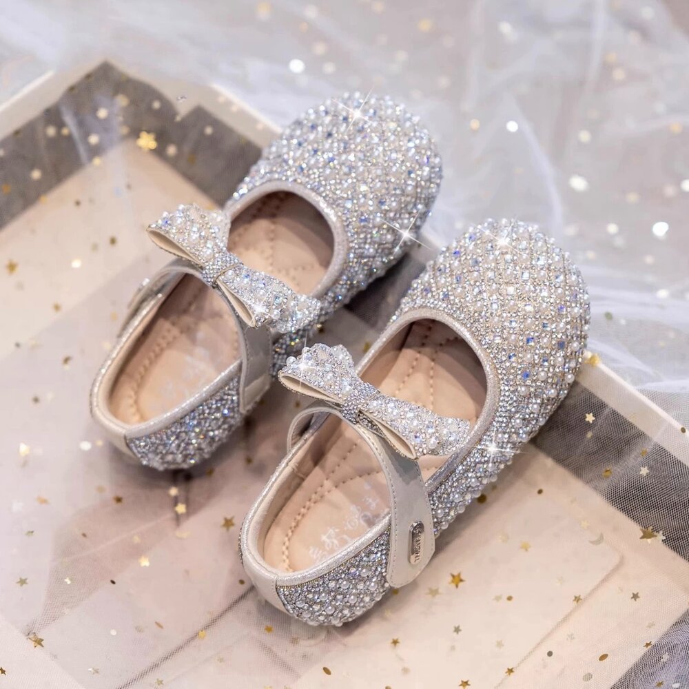 251108102658-銀色娃娃鞋 水鑽 蝴蝶結 女童公主鞋 花童鞋 珍珠