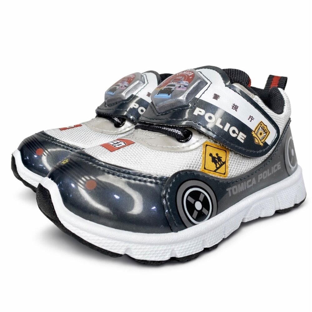 Tomica 男童運動鞋 旋鈕鞋 童鞋 電燈鞋 交通 車車 警車-圖片-1