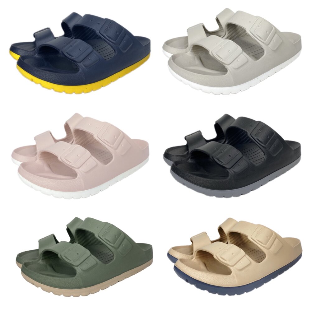 251126101008-母子鱷魚 雙色彈力拖鞋 男用女用 足弓 玩水 防滑 台灣製造