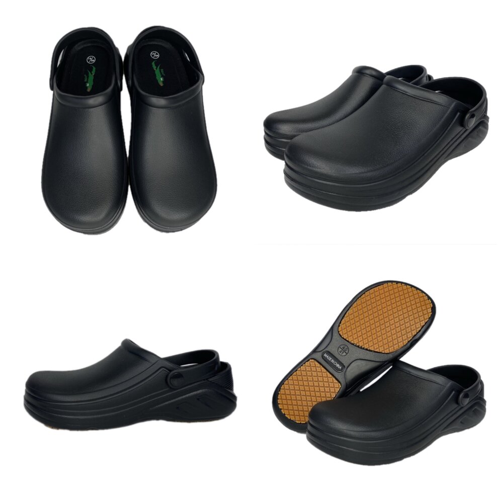 廚師鞋 防水防油防滑 母子鱷魚 工作鞋 黑色 男用女用-圖片-1