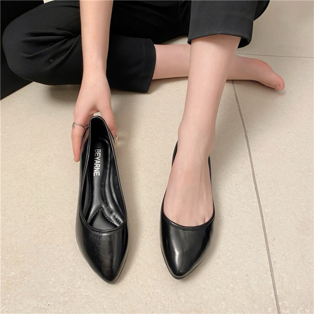 銀色金色平底鞋 娃娃鞋 女鞋 🔥快速出貨🔥 尖頭 黑色 35-41號-圖片-4