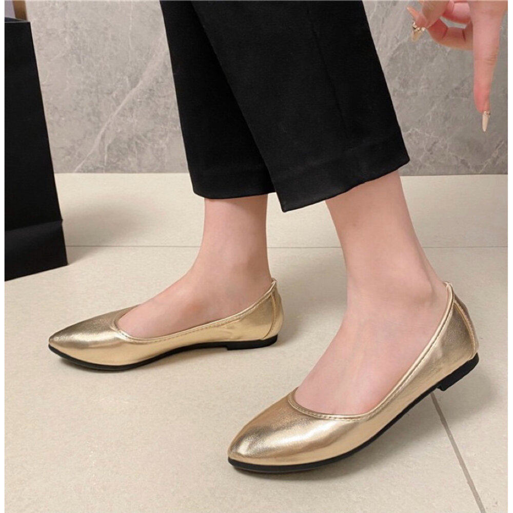 銀色金色平底鞋 娃娃鞋 女鞋 🔥快速出貨🔥 尖頭 黑色 35-41號-圖片-8