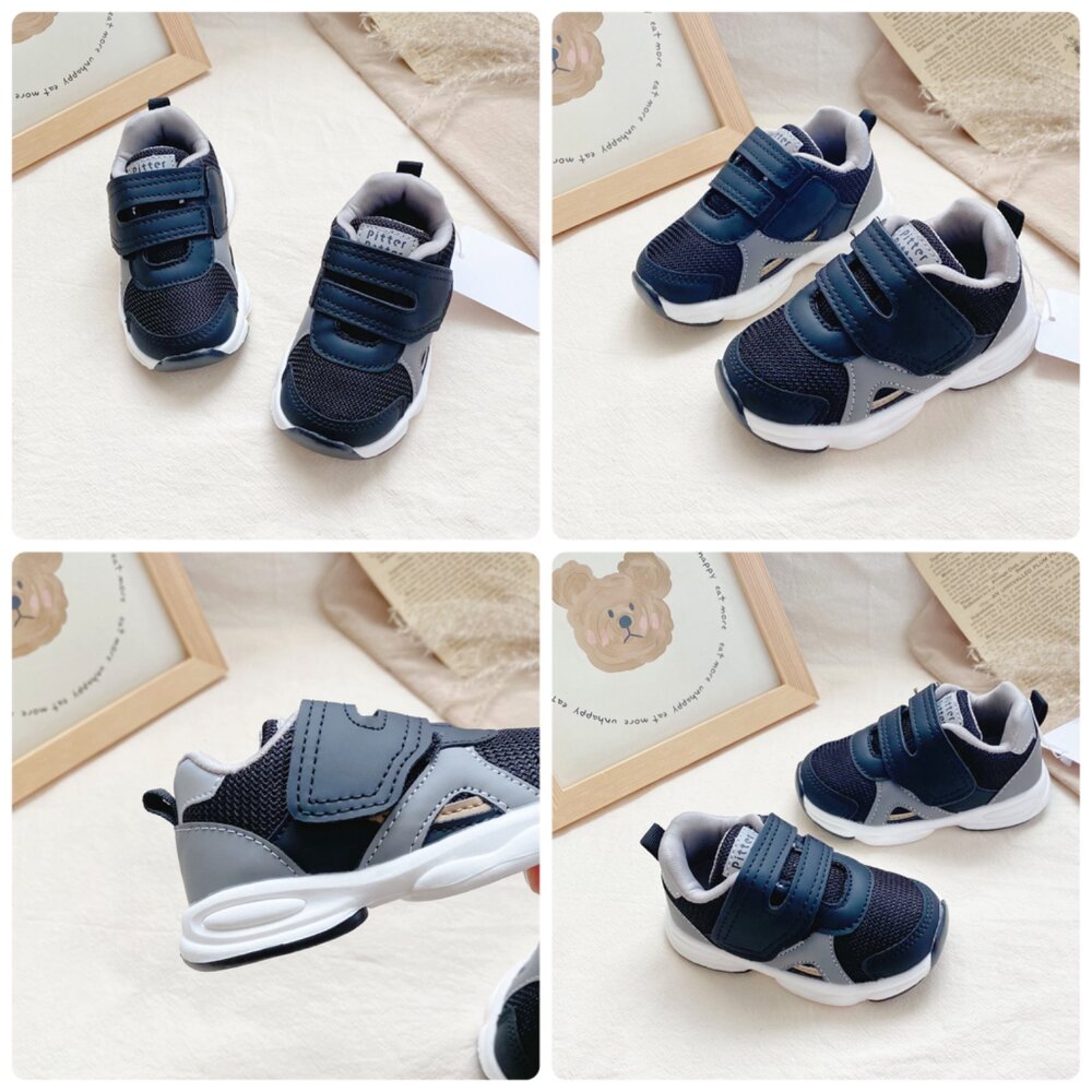 出口日本 男童女童運動鞋 球鞋 15-19號 超輕量 魔鬼氈-圖片-7