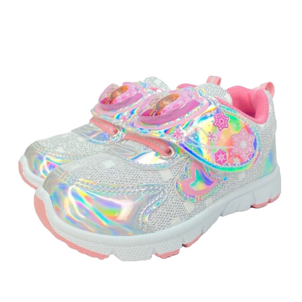 冰雪奇緣 女童電燈運動鞋 銀色 台灣製造 球鞋 迪士尼 41619-圖片-4