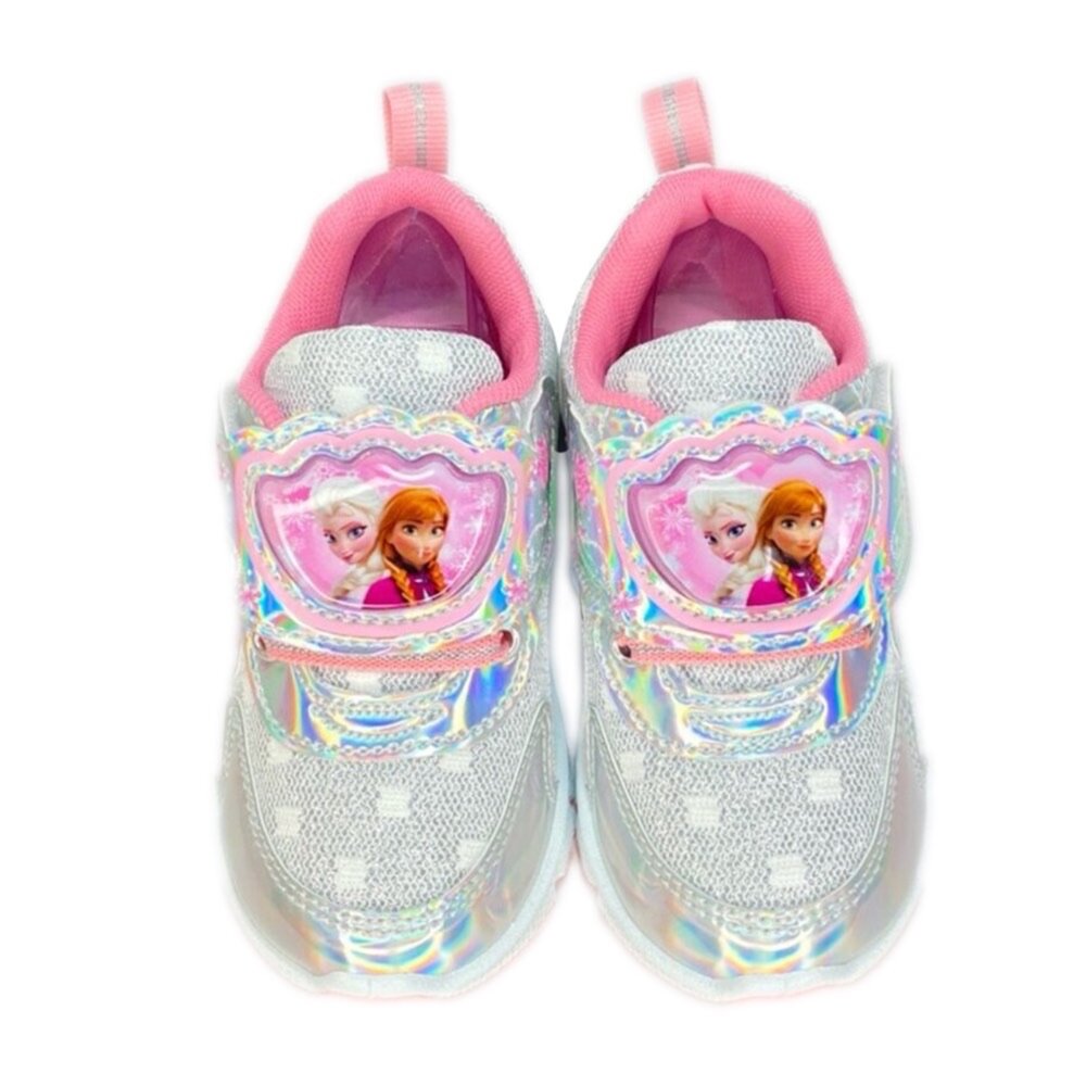 冰雪奇緣 女童電燈運動鞋 銀色 台灣製造 球鞋 迪士尼 41619-圖片-5