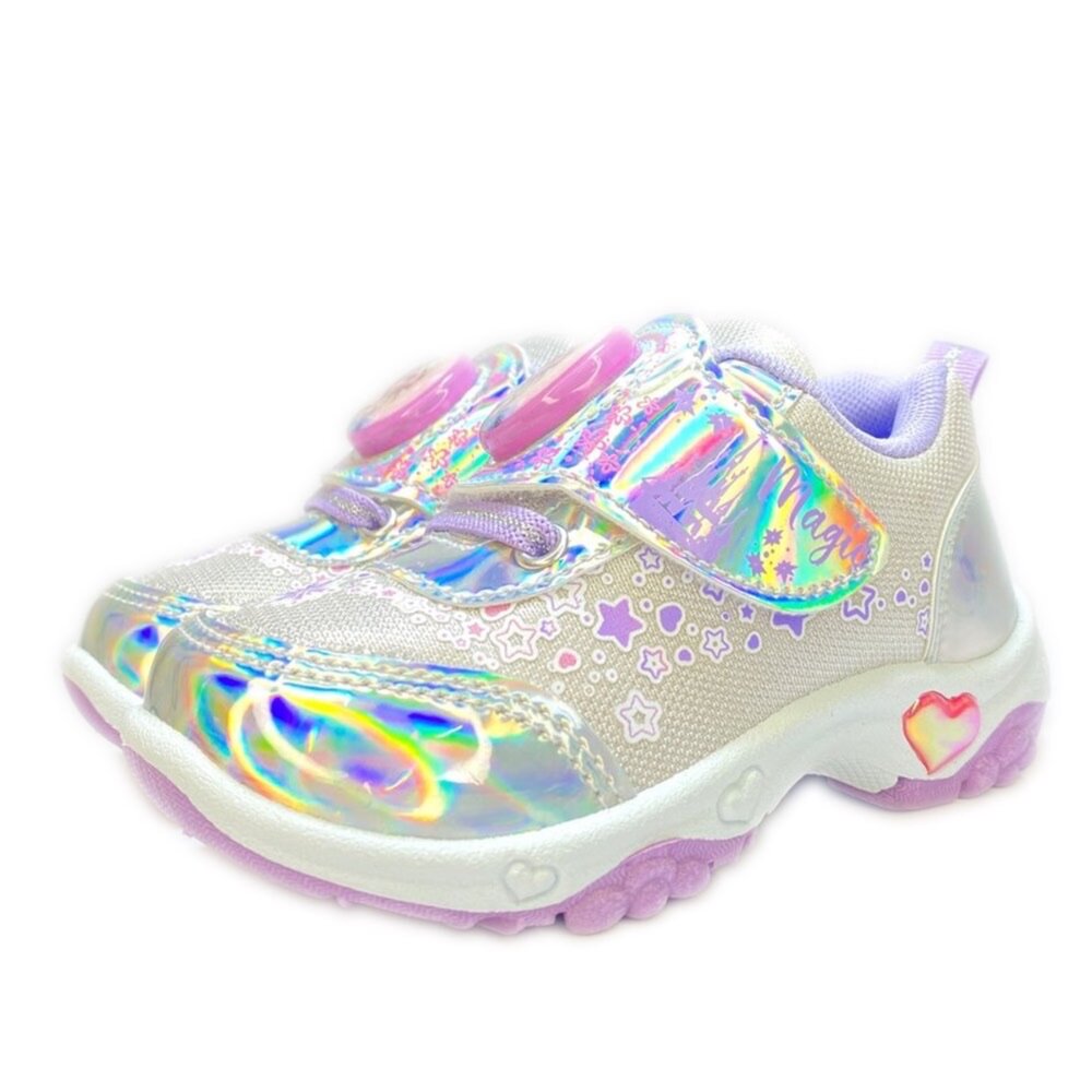 冰雪奇緣 女童電燈運動鞋 銀色 台灣製造 球鞋 迪士尼 41619-圖片-8