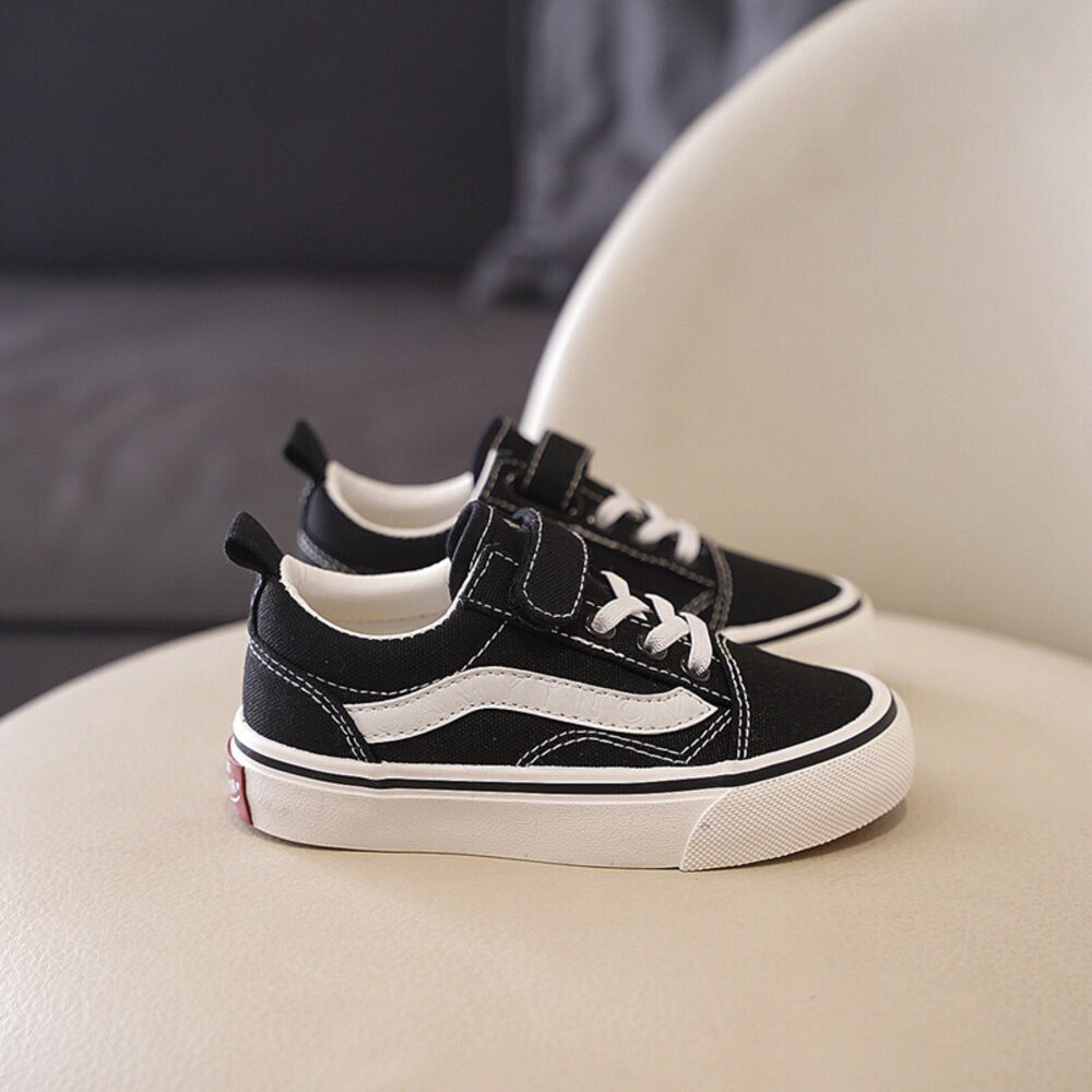 兒童帆布鞋 男童休閒鞋 板鞋 15-23號 🔥台灣現貨🔥 黑色 布鞋-圖片-3