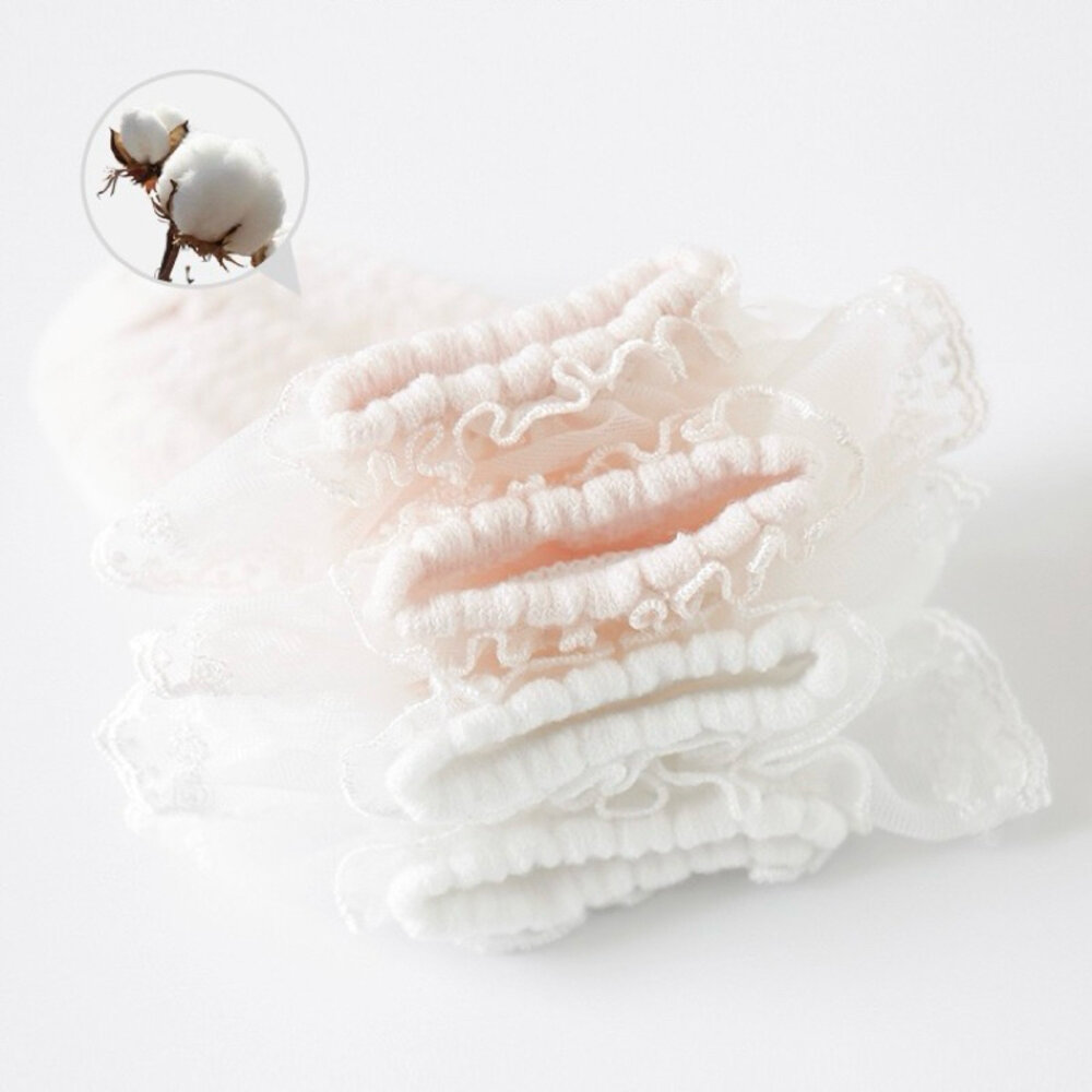 女童蕾絲襪 公主襪 白色 襪子 兒童 0-8歲 棉 踝襪-圖片-2