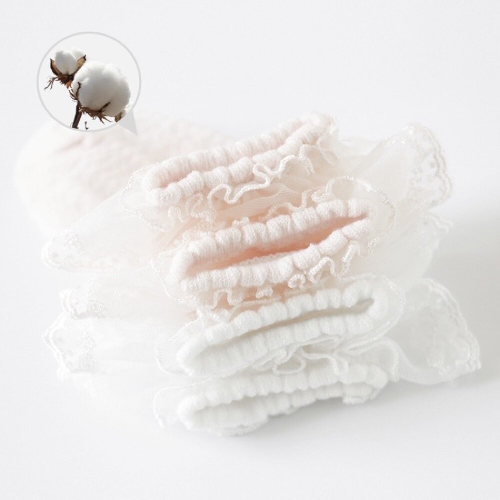 女童蕾絲襪 公主襪 白色 襪子 兒童 0-8歲 棉 踝襪-圖片-9