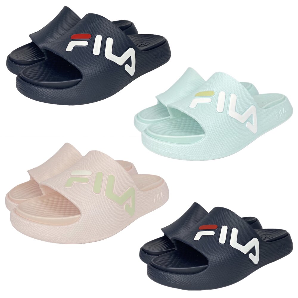 260118004027-Fila 女用拖鞋 休閒運動 厚底 玩水 足弓 粉色 藍色