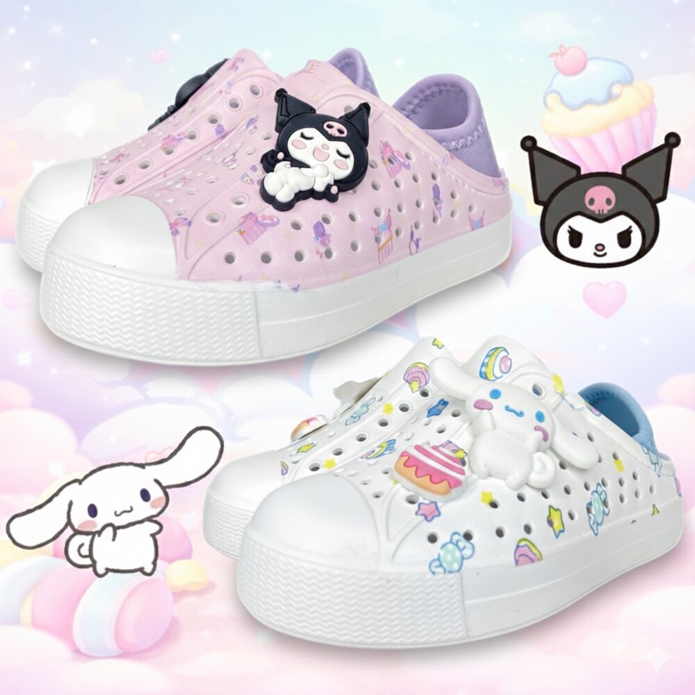 260130074928-酷洛米 大耳狗 女童防水洞洞鞋 雨鞋 便鞋 可彩後跟