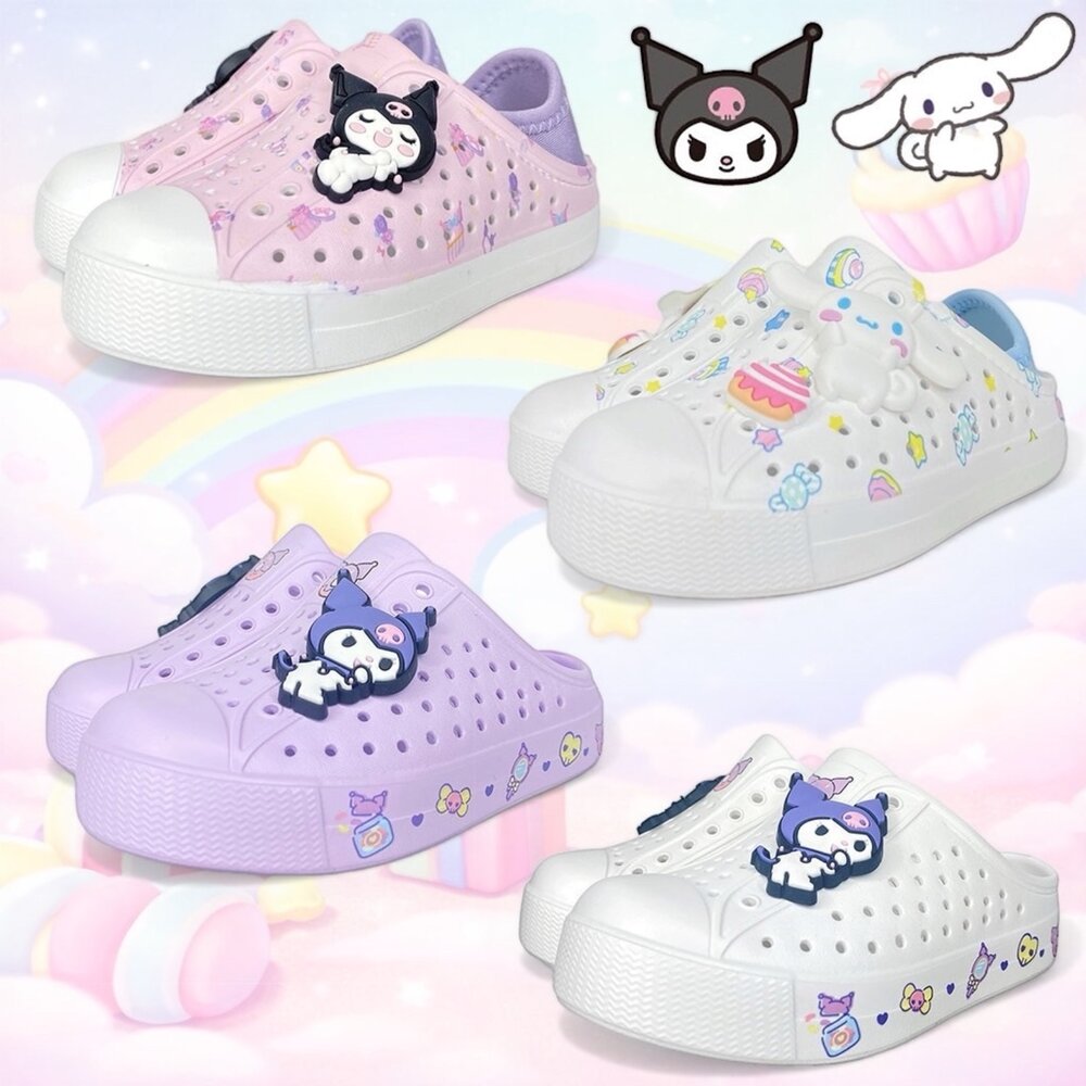 260130074928-酷洛米 大耳狗 女童防水洞洞鞋 雨鞋 便鞋 可踩後跟