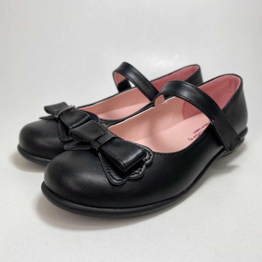 女童黑皮鞋 真皮學生鞋 黑色 台灣製 素面蝴蝶結 花童鞋 King childed-圖片-1