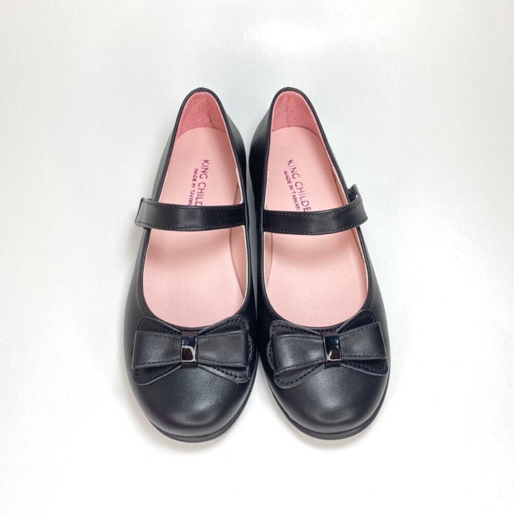 女童黑皮鞋 真皮學生鞋 黑色 台灣製 素面蝴蝶結 花童鞋 King childed-圖片-2
