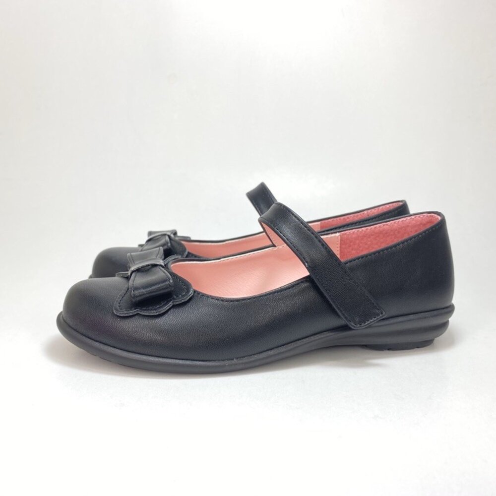 女童黑皮鞋 真皮學生鞋 黑色 台灣製 素面蝴蝶結 花童鞋 King childed-圖片-3