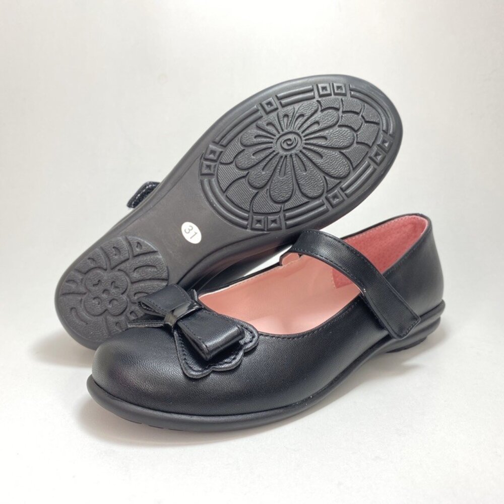 女童黑皮鞋 真皮學生鞋 黑色 台灣製 素面蝴蝶結 花童鞋 King childed-圖片-4