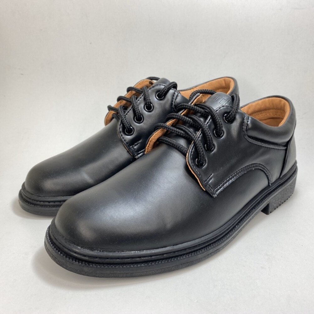 台灣製 學生鞋 皮鞋 上班鞋 內裏真皮 黑色 全黑 23-29號 男女同款 艾樂跑-圖片-1