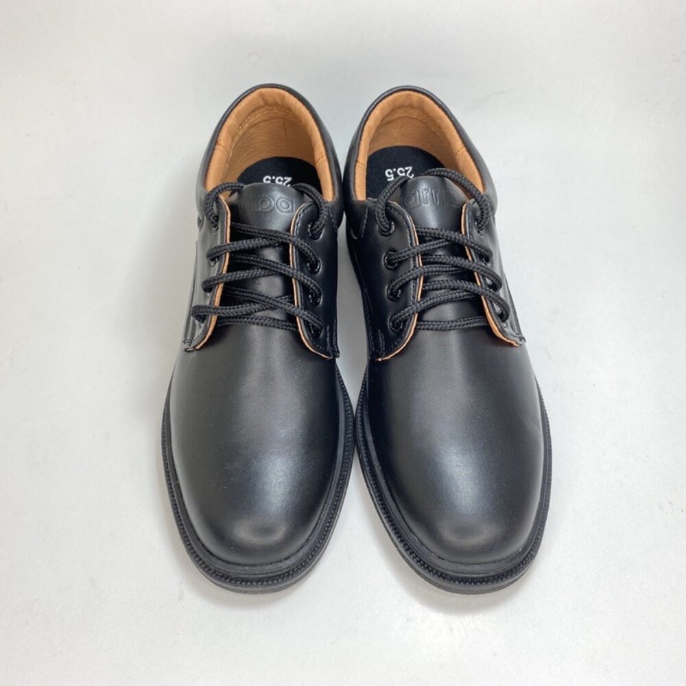 台灣製 學生鞋 皮鞋 上班鞋 內裏真皮 黑色 全黑 23-29號 男女同款 艾樂跑-圖片-3