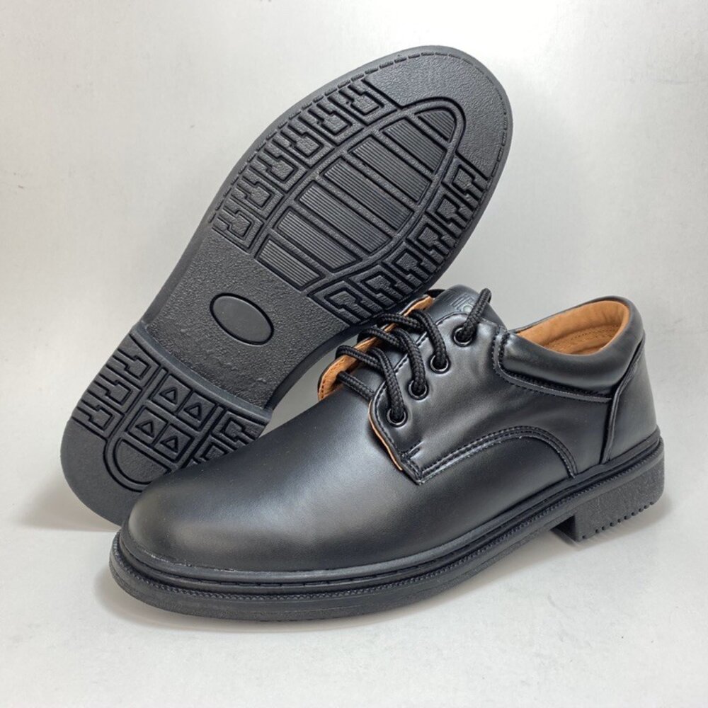 台灣製 學生鞋 皮鞋 上班鞋 內裏真皮 黑色 全黑 23-29號 男女同款 艾樂跑-圖片-4