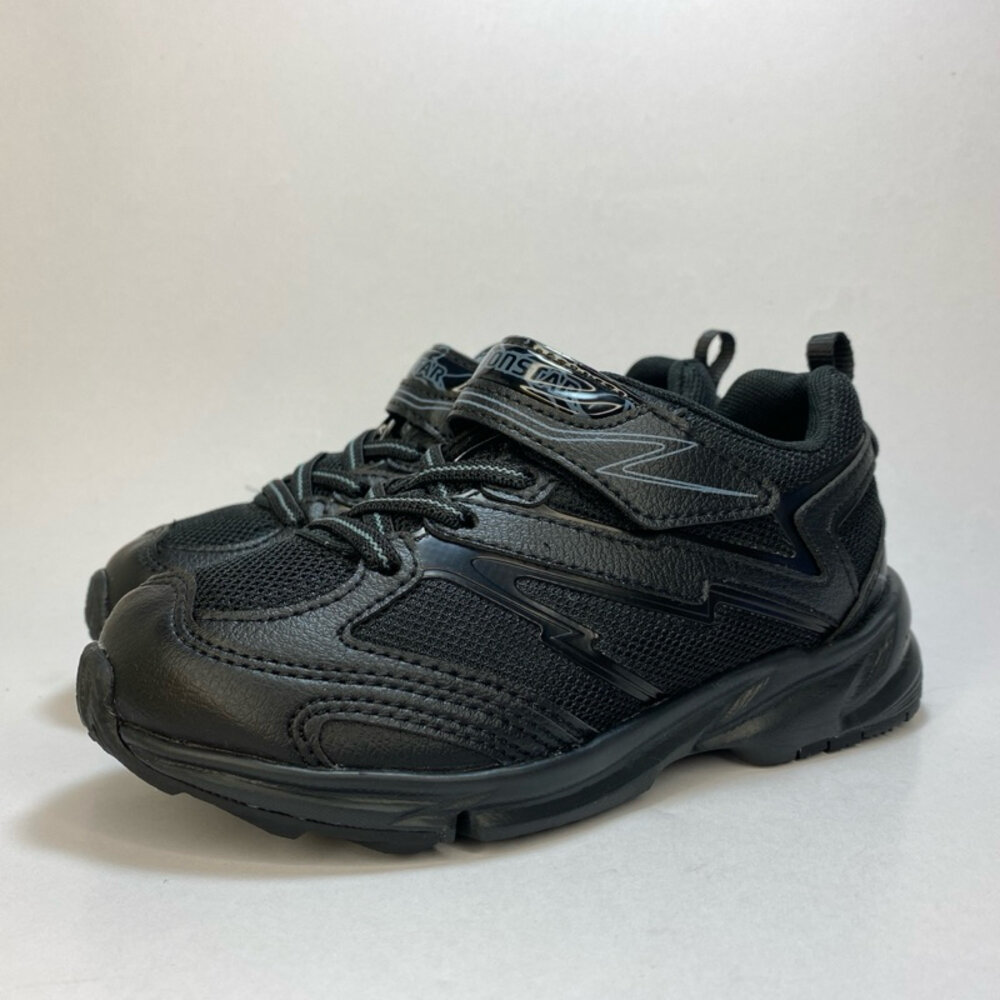Moonstar 全黑輕量運動鞋 黑色球鞋布鞋 男童 女童 魔鬼氈 19-24.5號-圖片-1