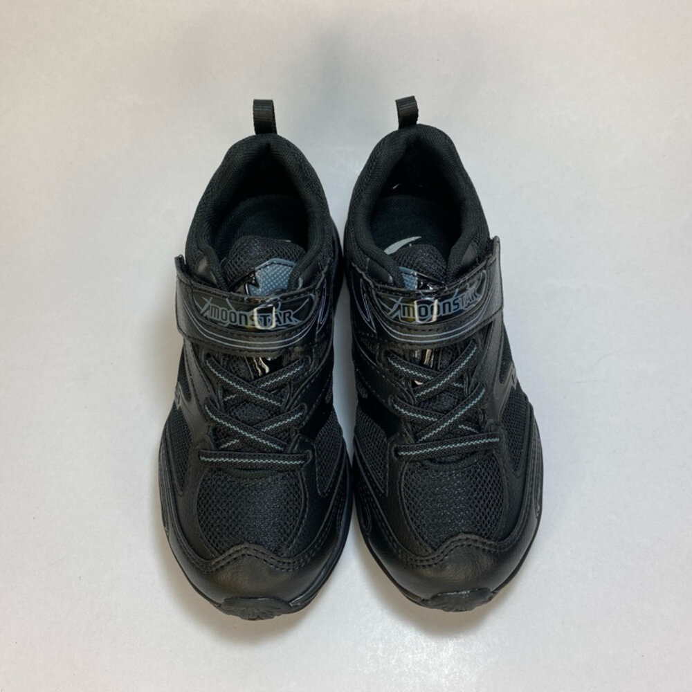 Moonstar 全黑輕量運動鞋 黑色球鞋布鞋 男童 女童 魔鬼氈 19-24.5號-圖片-3