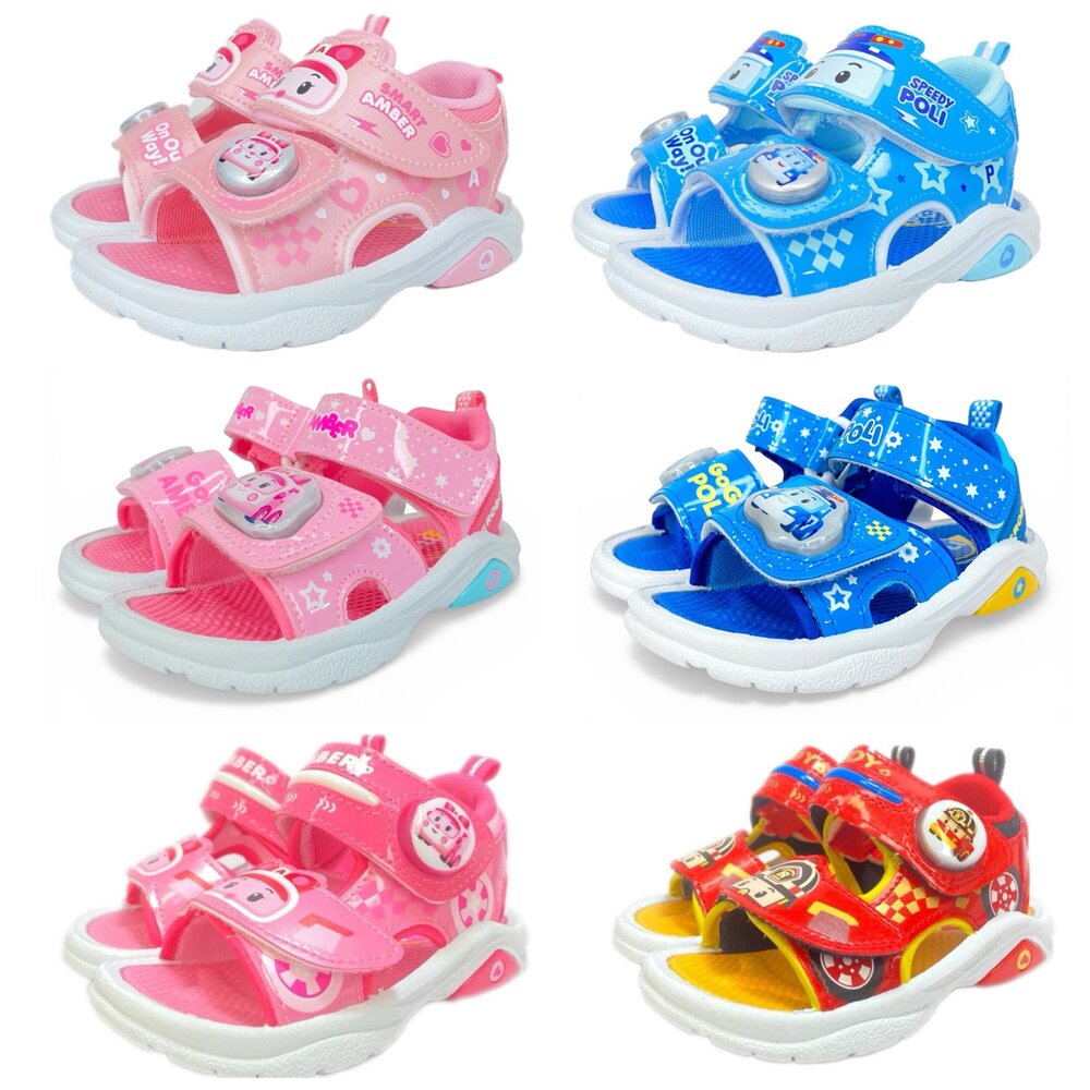 4517655629-波力涼鞋 童鞋 運動休閒電燈涼鞋 安寶羅伊 台灣製 16-20號 男童女童  幼稚園國小