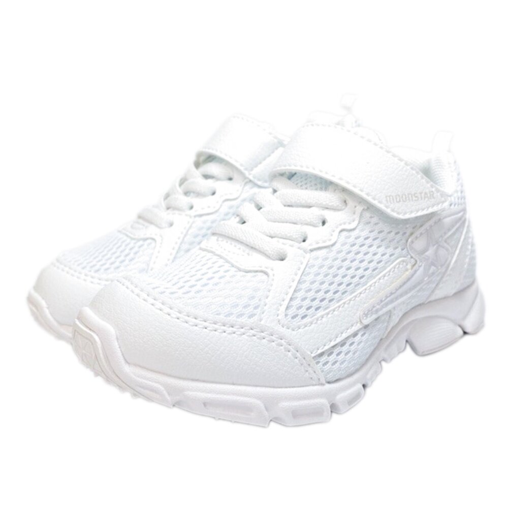 Moonstar 全白運動鞋 學生鞋 球鞋 新款 白色 月星 大童 中童 寬楦 3E-圖片-1