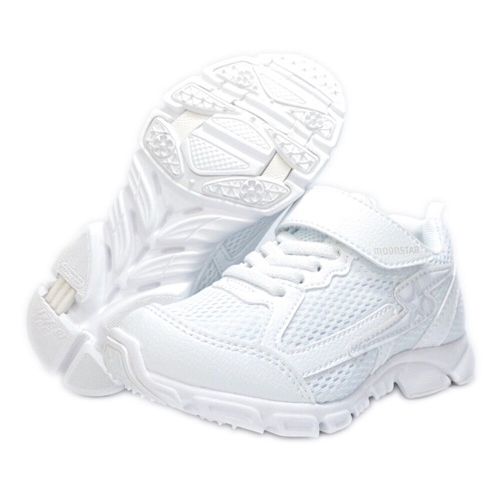 Moonstar 全白運動鞋 學生鞋 球鞋 新款 白色 月星 大童 中童 寬楦 3E-圖片-4