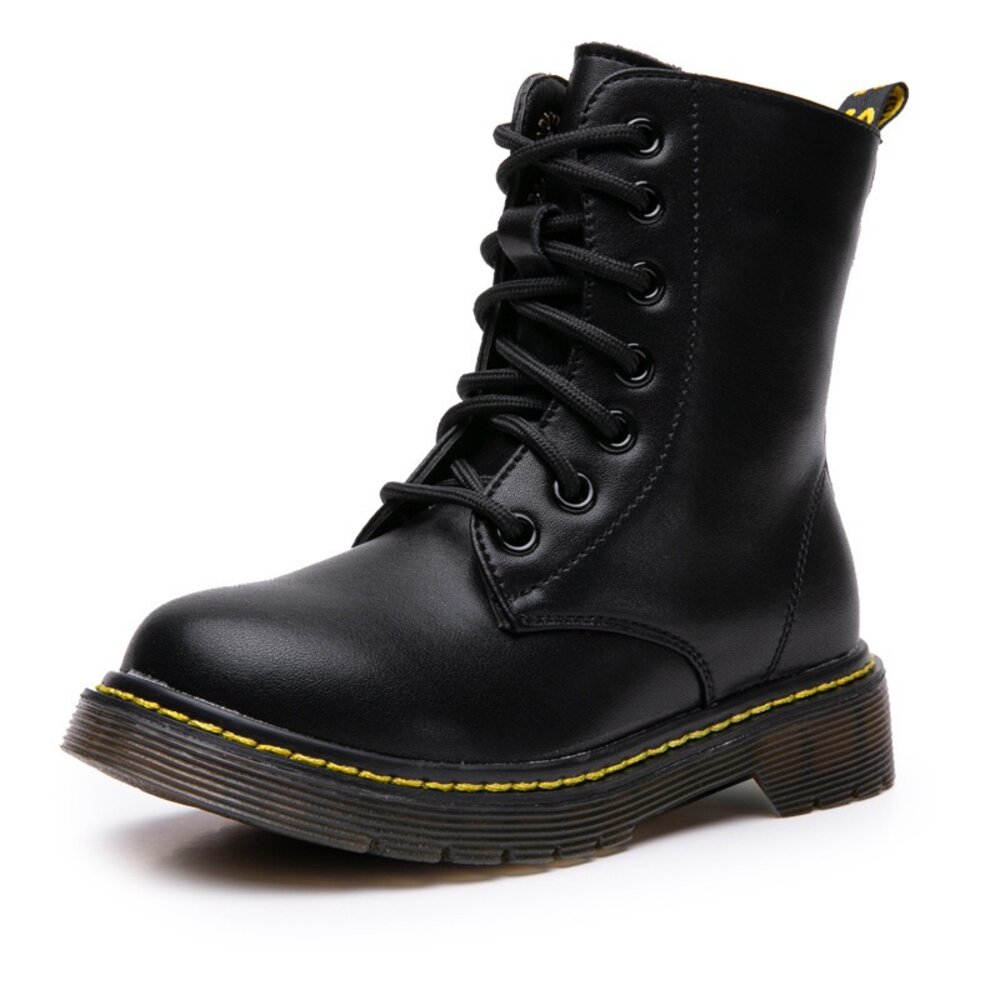 馬丁靴 中筒靴 皮面 防水  短靴 女童 馬汀靴 黑色 軍裝 封面照片