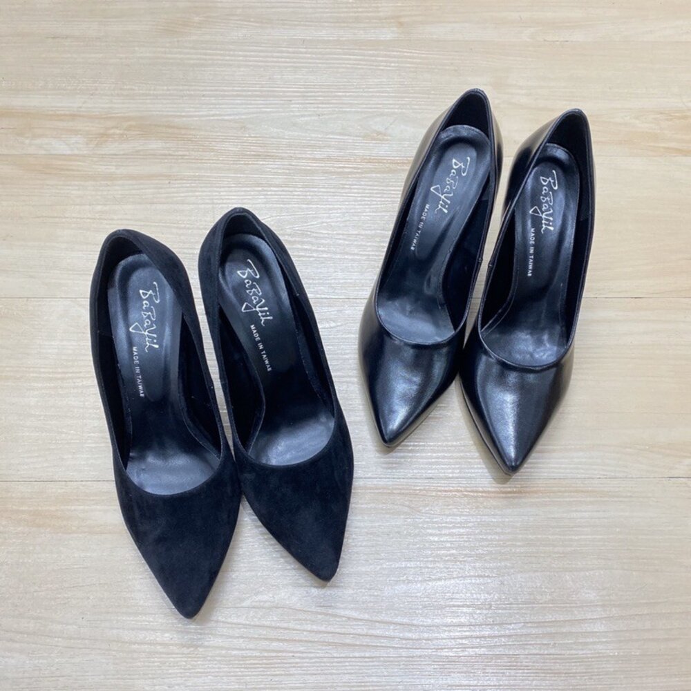 高跟鞋 尖頭 上班鞋 晚宴鞋 新娘鞋 台灣製 細跟 黑色 皮面 絨面 駝色 銀色-圖片-2