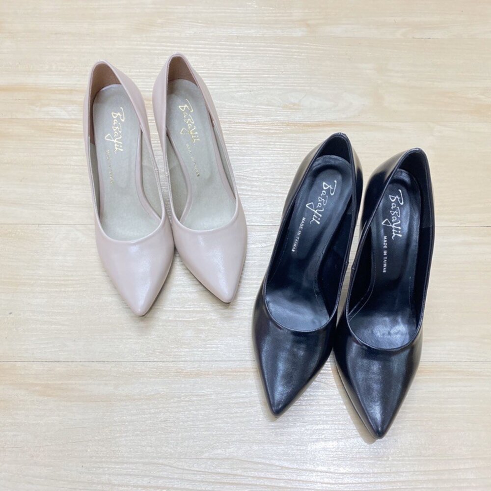 高跟鞋 尖頭 上班鞋 晚宴鞋 新娘鞋 台灣製 細跟 黑色 皮面 絨面 駝色 銀色-圖片-3
