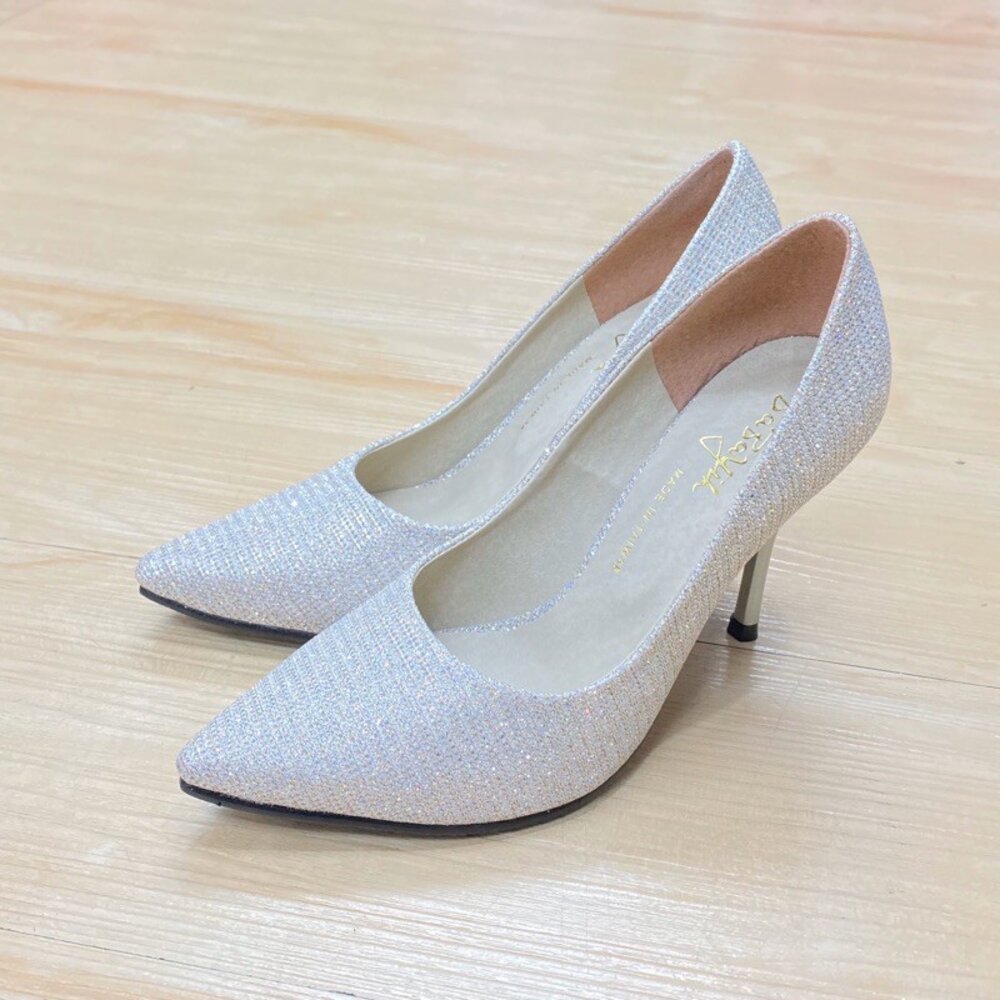 高跟鞋 尖頭 上班鞋 晚宴鞋 新娘鞋 台灣製 細跟 黑色 皮面 絨面 駝色 銀色-圖片-4