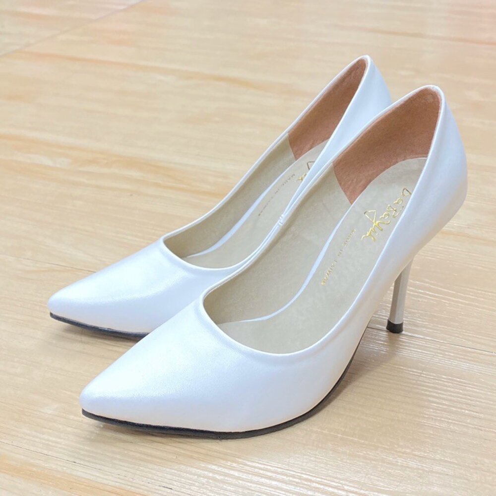 高跟鞋 尖頭 上班鞋 晚宴鞋 新娘鞋 台灣製 細跟 黑色 皮面 絨面 駝色 銀色-圖片-5