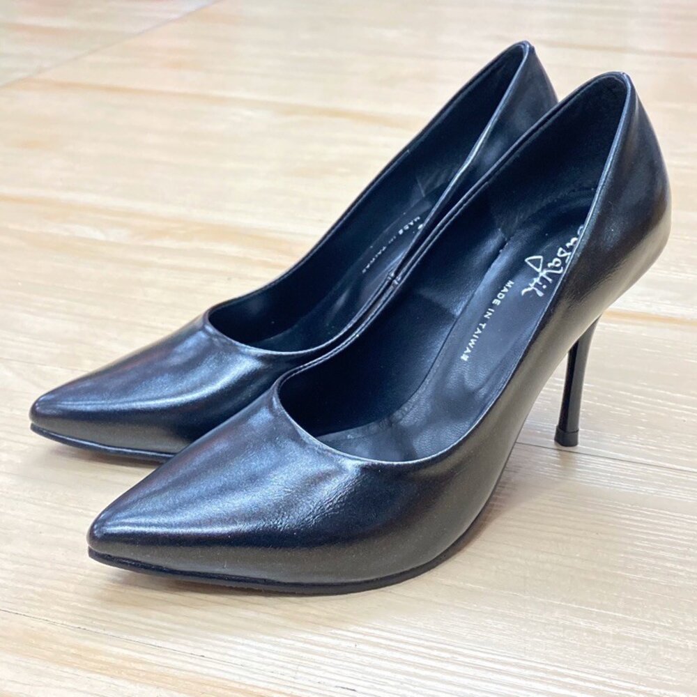 高跟鞋 尖頭 上班鞋 晚宴鞋 新娘鞋 台灣製 細跟 黑色 皮面 絨面 駝色 銀色-圖片-6