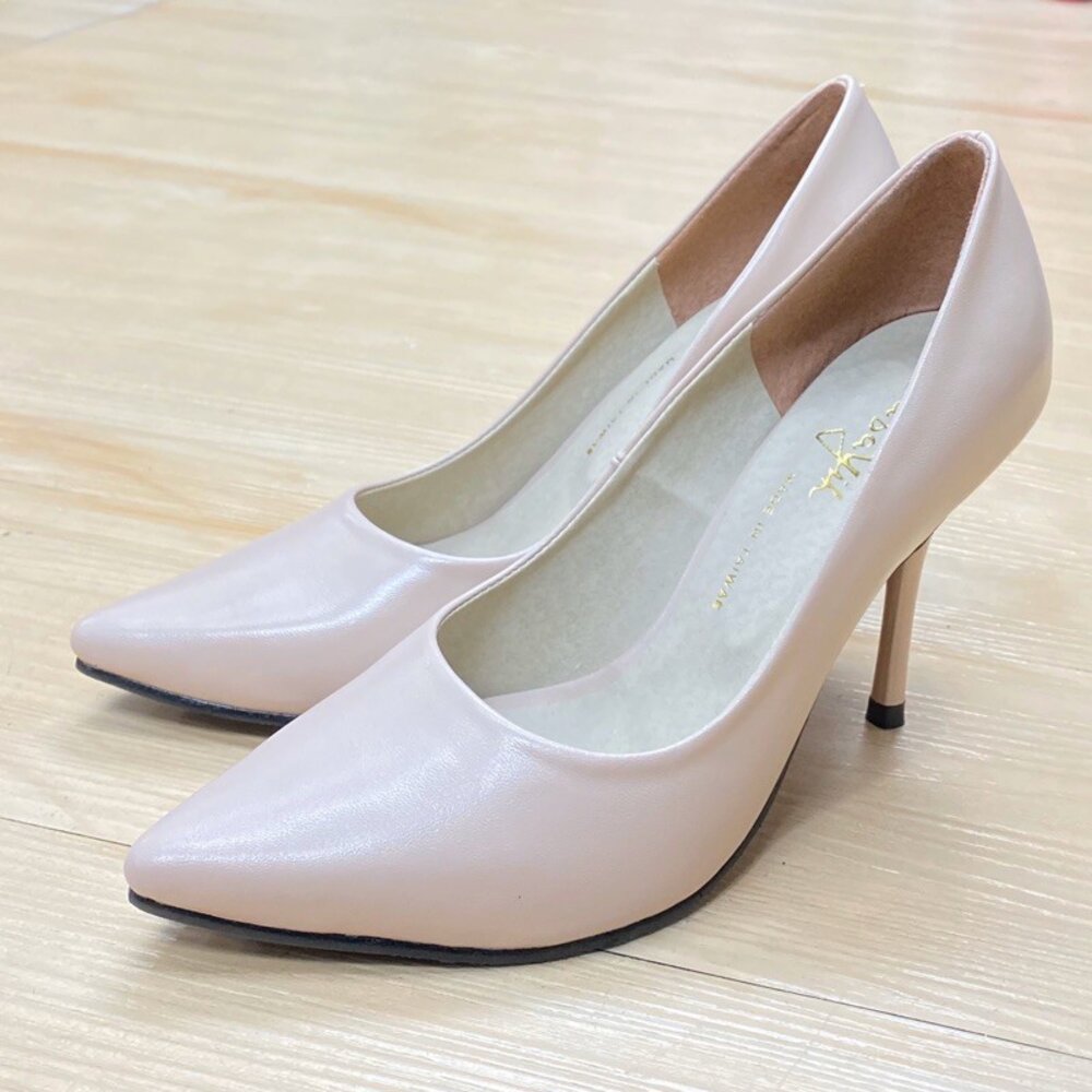 高跟鞋 尖頭 上班鞋 晚宴鞋 新娘鞋 台灣製 細跟 黑色 皮面 絨面 駝色 銀色-圖片-8