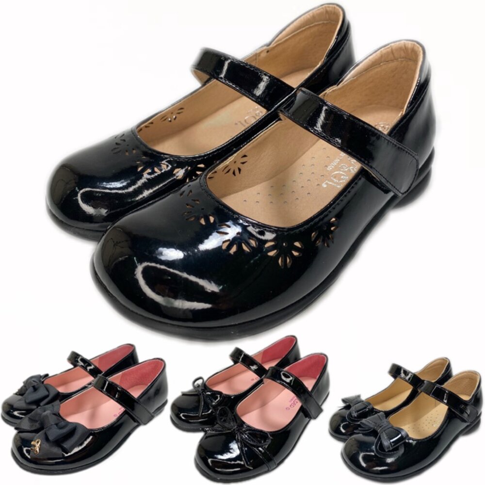 女童皮鞋黑色全黑漆皮亮面皮鞋台灣製花童鞋公主鞋圓頭