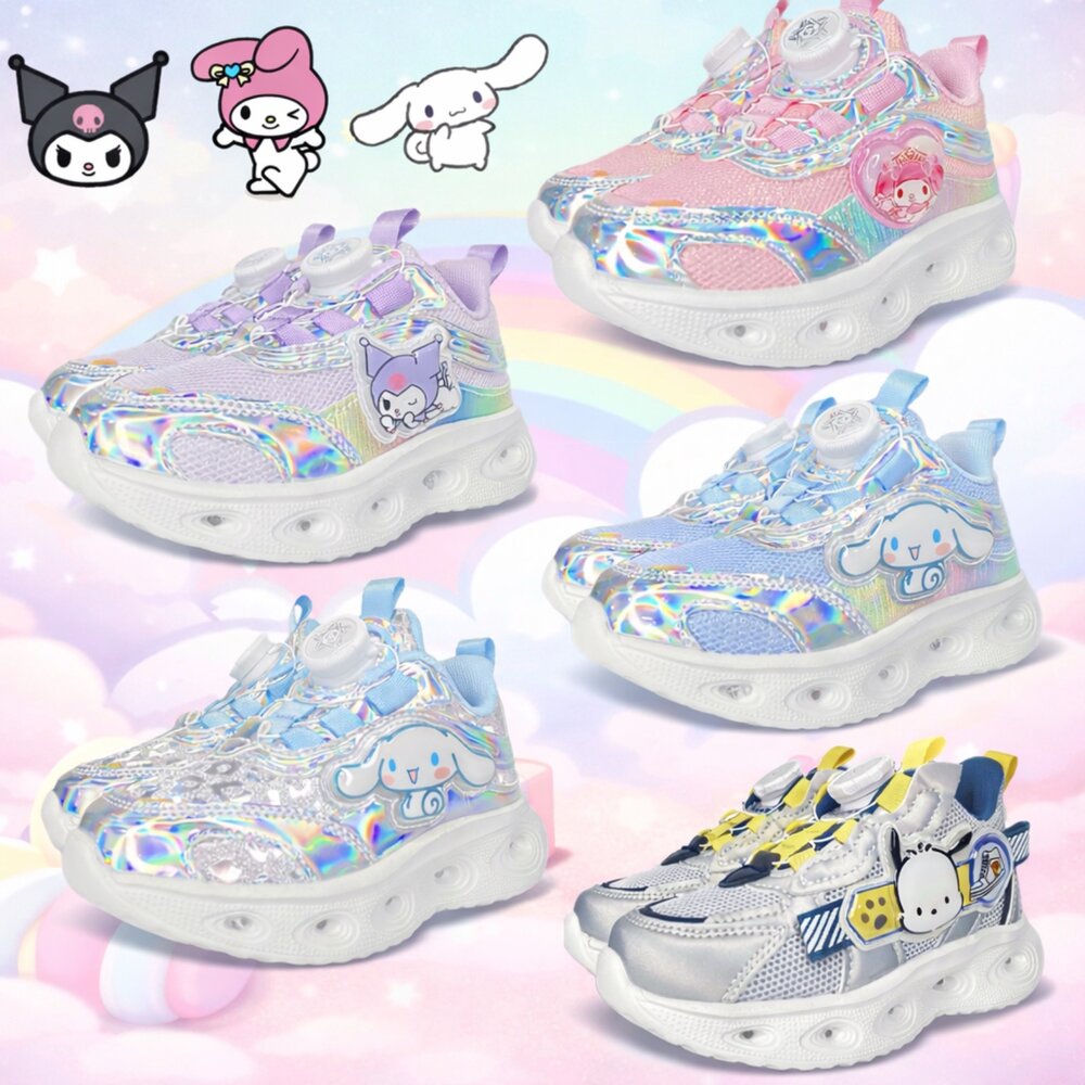 78723340411053-酷洛米 女童電燈運動鞋 旋鈕鞋 大耳狗 帕恰狗 三麗鷗 球鞋 童鞋