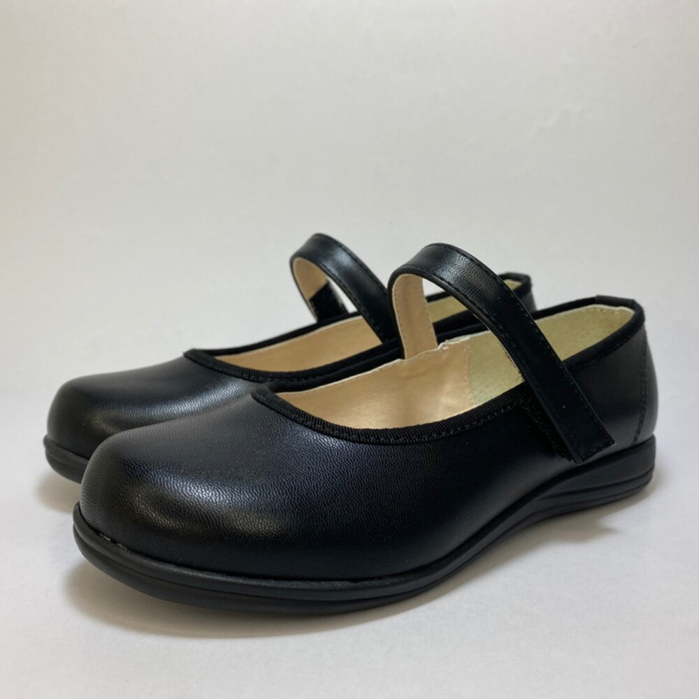 全素面女童真皮黑皮鞋 台灣製 白皮鞋 學生鞋 表演鞋 King childed 魔鬼氈 白色 女童皮鞋-圖片-1