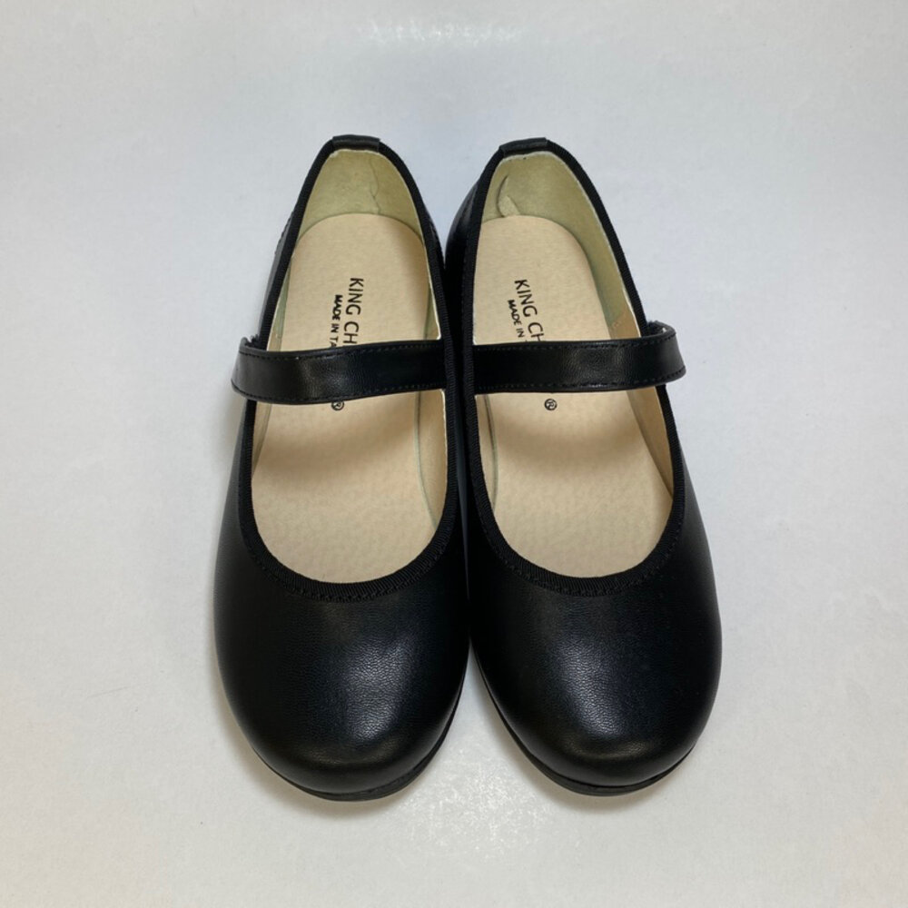 全素面女童真皮黑皮鞋 台灣製 白皮鞋 學生鞋 表演鞋 King childed 魔鬼氈 白色 女童皮鞋-圖片-2