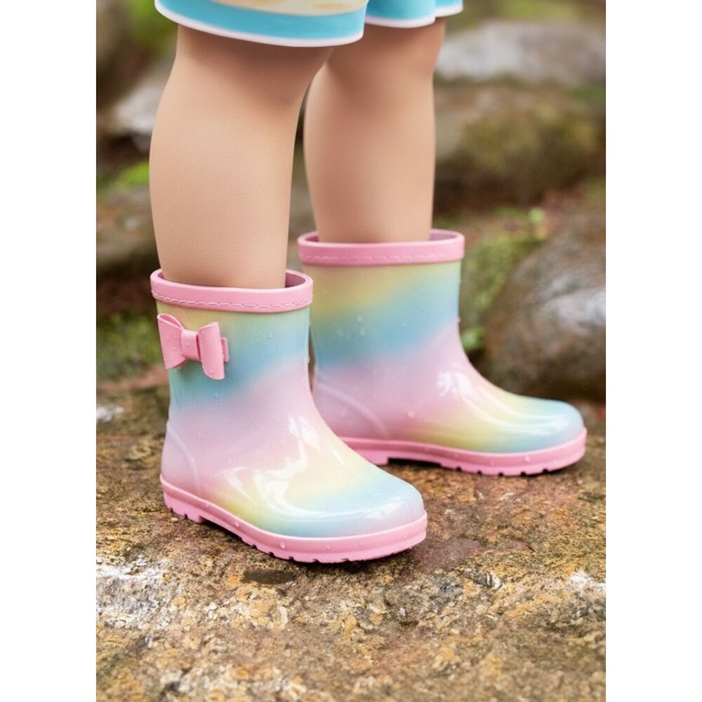 兒童雨鞋 雨靴 15-24號 大童 中童 🔥台灣現貨🔥 出口日本 男童 女童 彩虹雨鞋-圖片-2