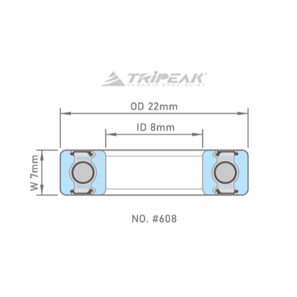 49550000536-TRIPEAK 鋼珠/陶瓷培林 608 8 x 22 x 7MM HUB BEARING